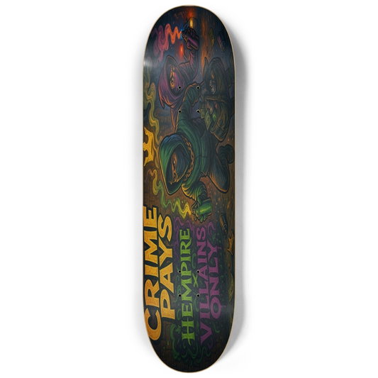 Crime Pays 8.25 X 32.25 Inches 7 Ply Maple Skateboard Deck Graphic by Hempire clothing co.Crime Pays 8.25 X 32.25 Inches 7 Ply Maple Skateboard Deck GraphicUncategorizedHempire clothing co.Skateboardcrime-pays
